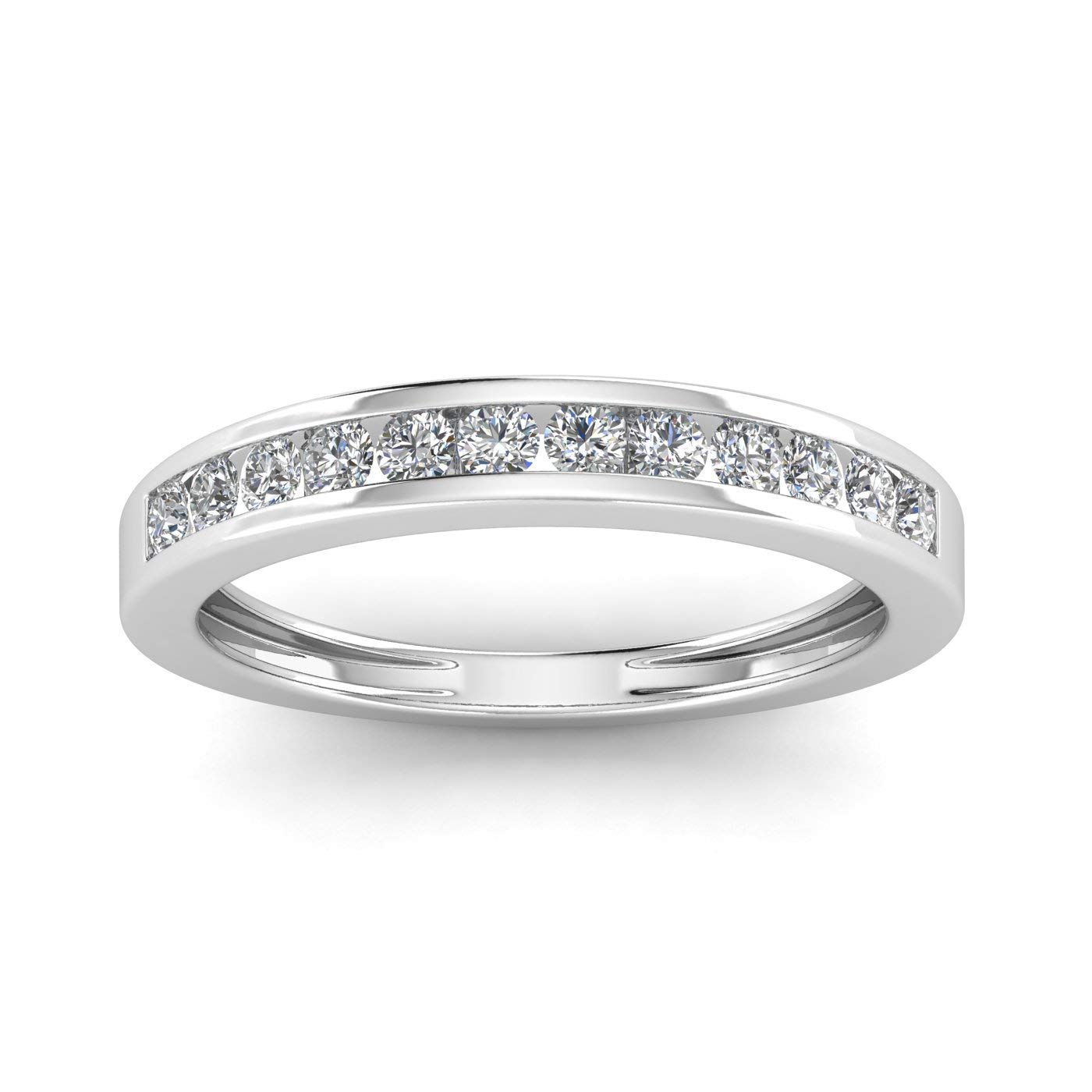 1/2 Carat TW Women's Natural Diamond Channel Set Wedding Band - 10k White/Yellow/Rose Gold Anniversary Ring, Stackable Ring for Bridal Jewelry, Engagement Gift & Everyday Luxury Wear
