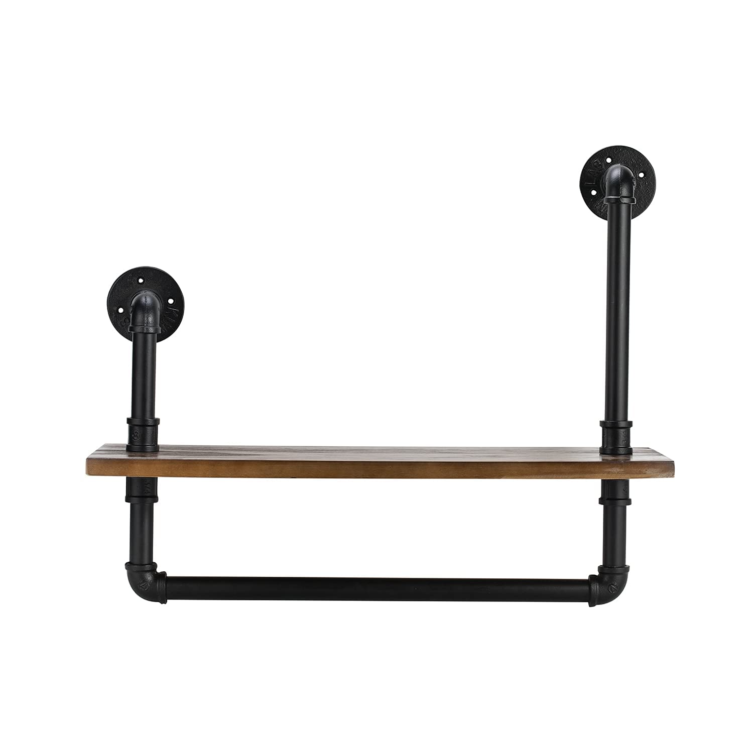 Industrial Retro Wall Mounted Pipe Shelving Brackets - Rustic Metal DIY Floating Shelves for Kitchen, Office, Living Room & Bedroom - Heavy Duty Iron Wall Decor & Bookshelf Storage Solution - Perfect for Home Organization & Vintage Style Decor