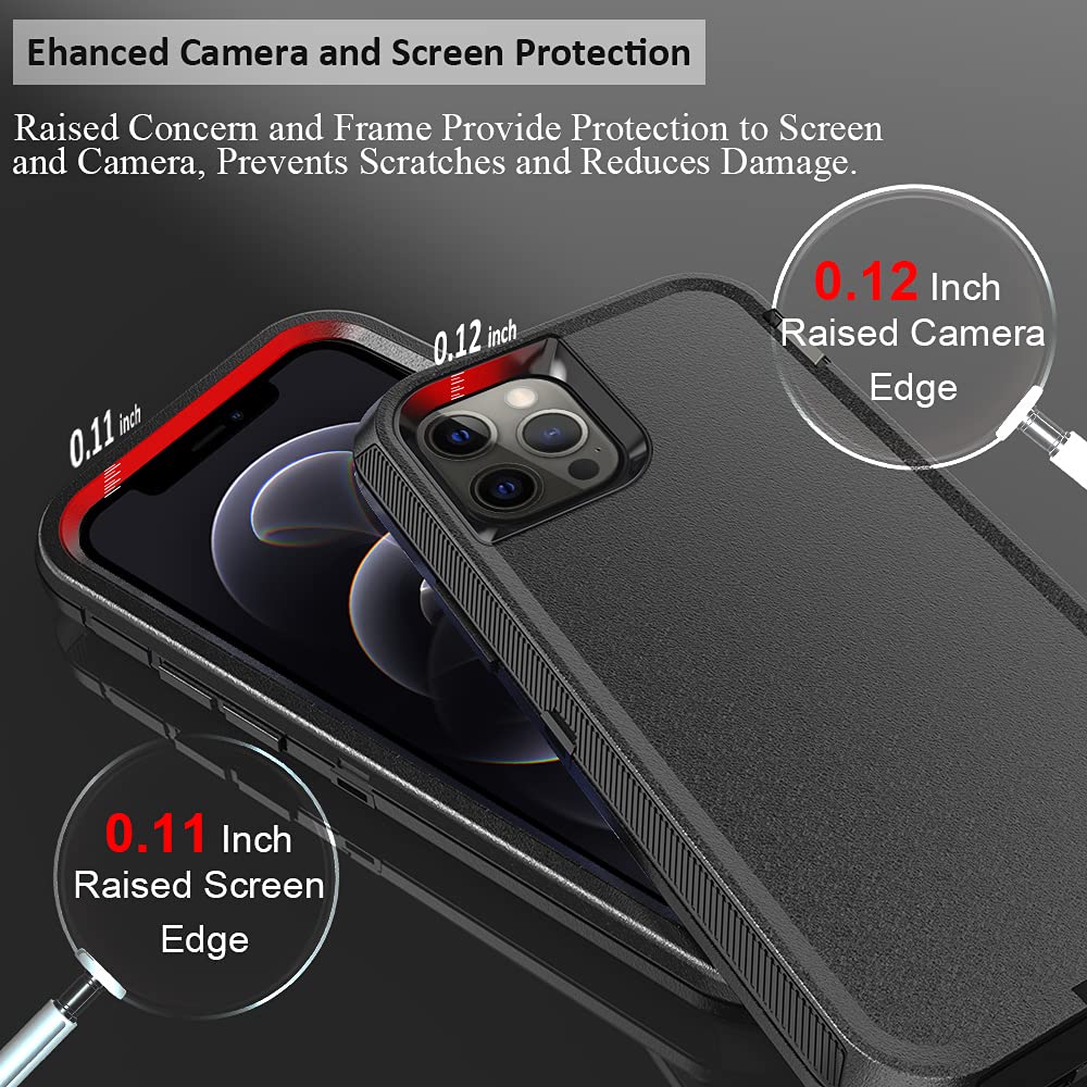 Rugged Shockproof Full Body Protection Case with Kickstand & Belt Clip Holster for iPhone 13 Pro Max 6.7 inch - Includes Screen Protector (Black) | Perfect for Outdoor, Construction & Active Lifestyle Use