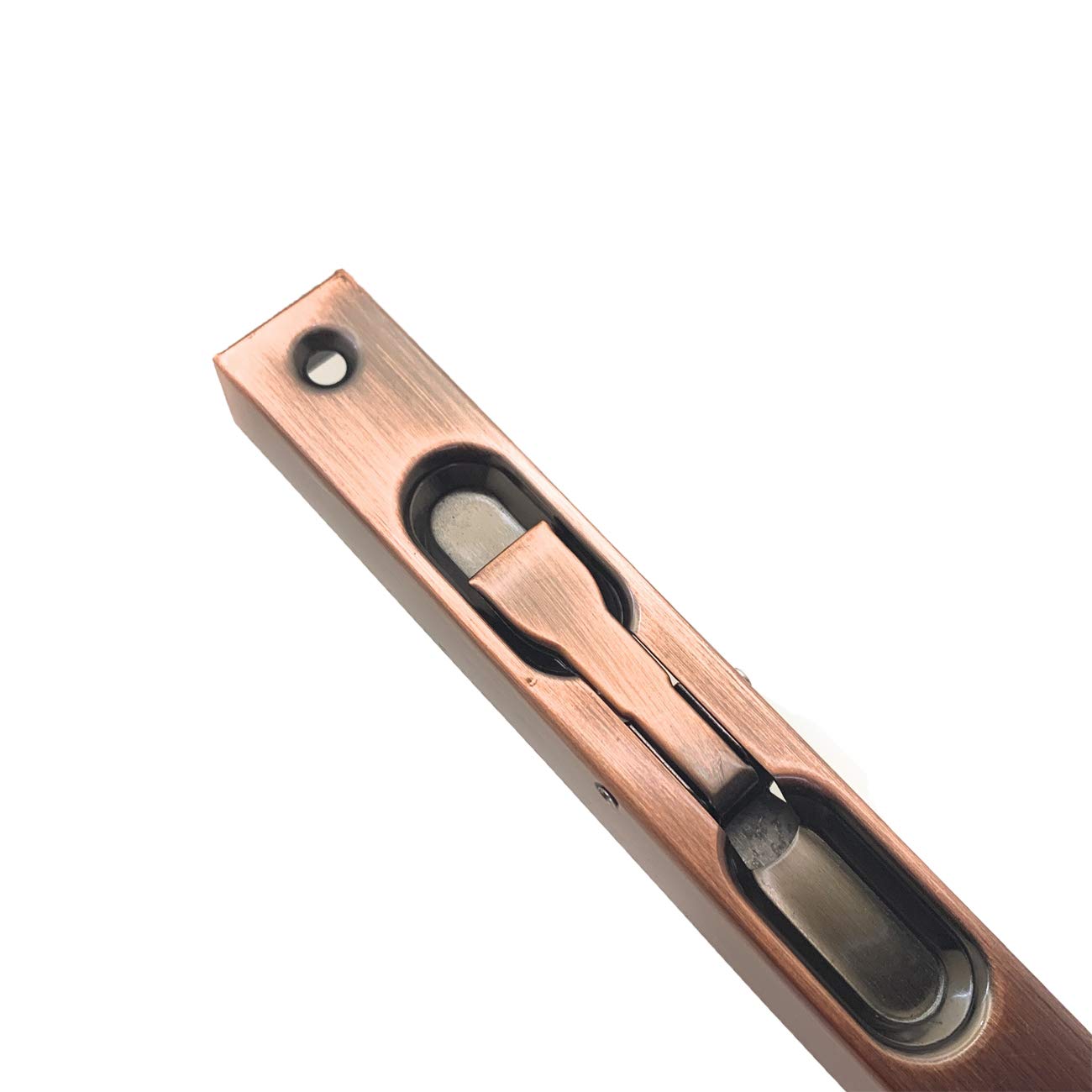 RANIT 12 Inch Stainless Steel Security Concealed Slide Bolt Lock - Safety Guard Lever Door Flush Bolt Latch for Furniture Hardware Accessories (Red Bronze) - Perfect for Cabinets, Gates, and Security Doors