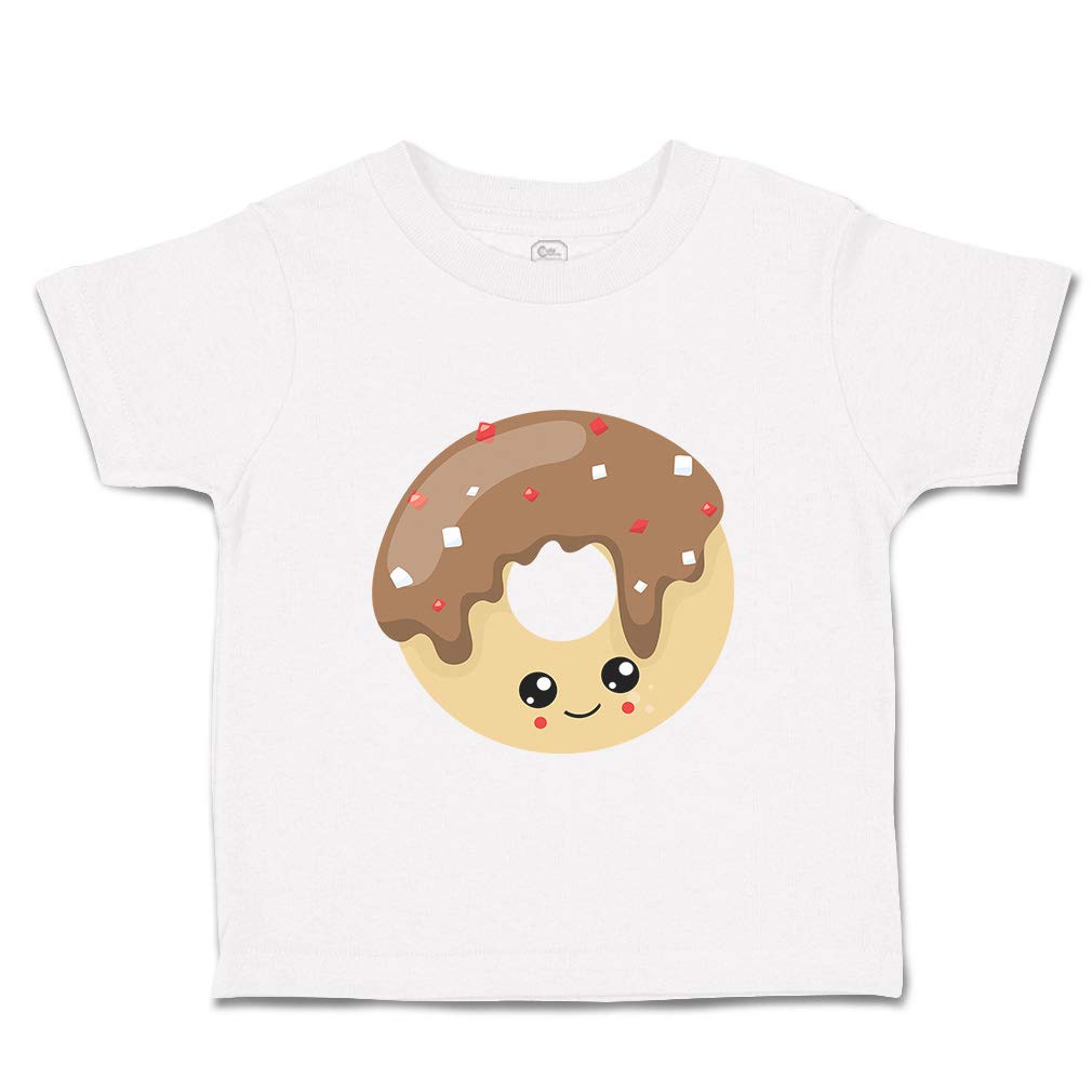 Funny Donut Print Cotton Toddler T-Shirt - Sweet Dessert Design for Boys & Girls (4T, White) | Cute Baby Clothes for Birthday Parties & Family Outings