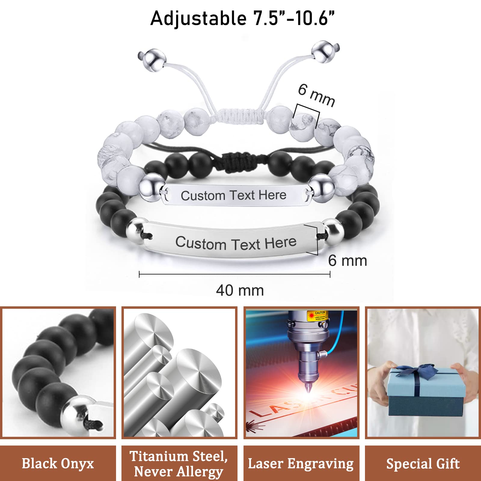 Personalized Engraved Bracelet for Women & Men - Custom Name Bracelet Handmade Gift for Father's Day, Birthday, Graduation | Romantic Couple Jewelry, Anniversary Present, Memorial Keepsake