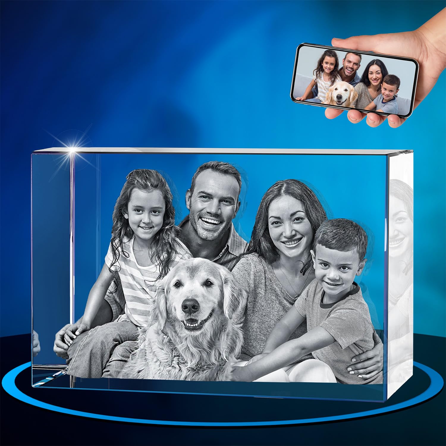 ArtPix Custom 3D Crystal Photo Engraved Gift - Personalized Anniversary, Wedding & Valentine's Present for Wife, Husband, Couples - Unique Keepsake with Your Photo - Perfect for Home Decor, Office Display & Special Occasions
