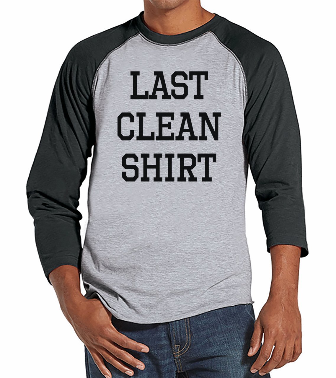 7 ate 9 Apparel Men's Last Clean Shirt Raglan Tee - Comfortable Casual Short Sleeve T-Shirt for Everyday Wear, Gym & Street Style