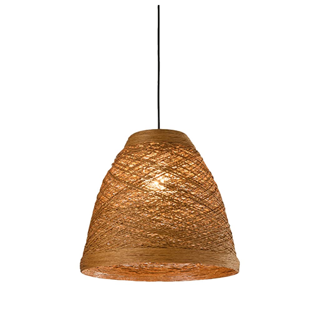 Handmade Rattan Chandelier - Natural Bamboo Ceiling Pendant Light with Retro Design for Bedroom, Living Room, or Patio Decor