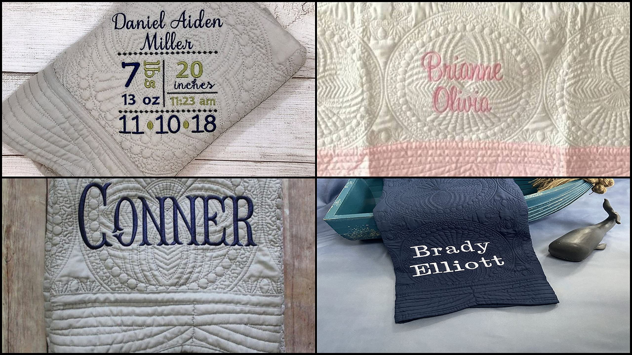 Personalized Baby Quilt Blanket - Custom Monogrammed Baby Blankets for Boys & Girls, Soft Embroidered Baby Gift for Newborns, Toddlers - Perfect for Nursery, Christening, Birthday & Baby Showers (Sofia)