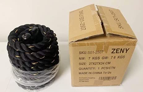 ZENY Battle Rope 1.5/2 Inch Diameter 30ft/40ft/50ft - Poly Dacron Workout Rope for Strength Training & Muscle Building - Home Gym Equipment for Cardio, CrossFit & Full Body Conditioning