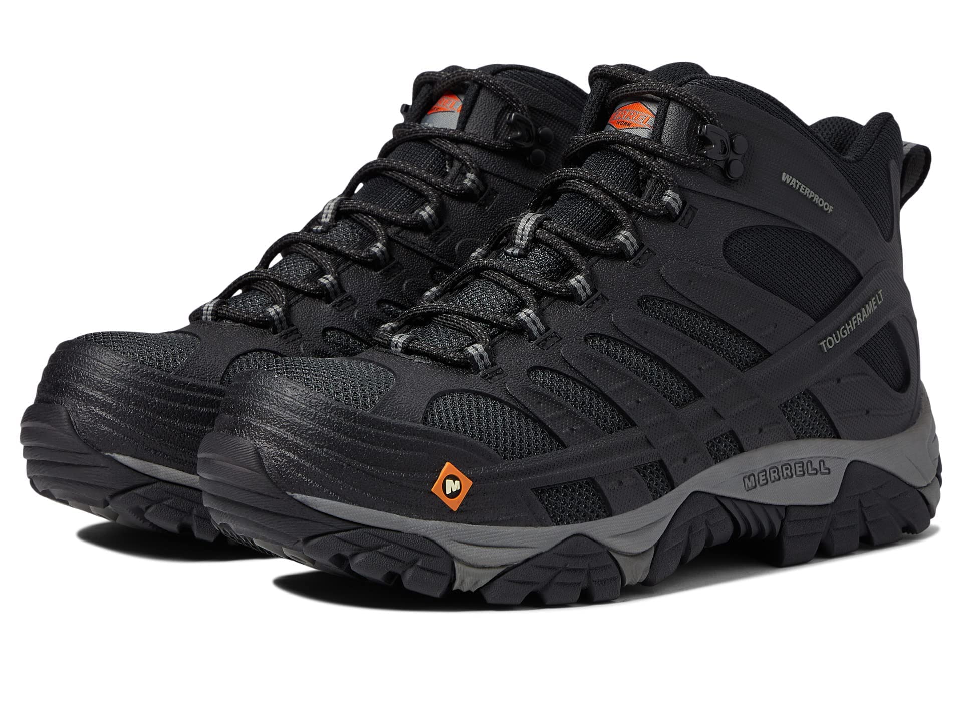Merrell Men's Moab Velocity Tactical Mid Carbon-Fiber Safety Toe Work Boot - Waterproof, Slip & Oil Resistant, Breathable with EVA Midsole - Ideal for Construction, Hiking & Outdoor Work