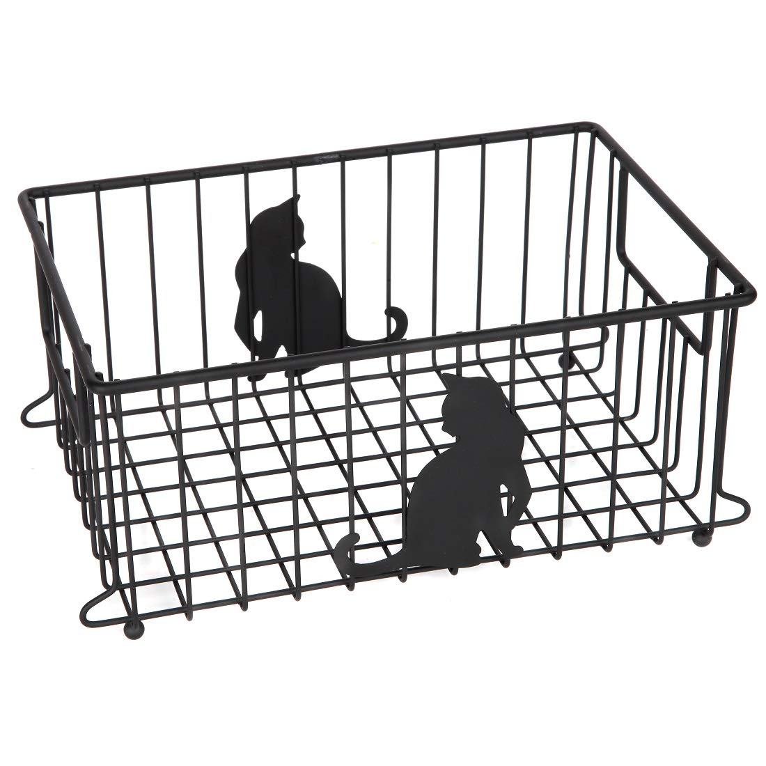 Lily's Home Large Cat-Themed Wire Basket - Cute Kitchen & Desk Organizer for Cat Lovers - Perfect for Pantry, Cabinet, Bathroom & Office Storage - Ideal for Organizing Utensils, Office Supplies & Bathroom Essentials