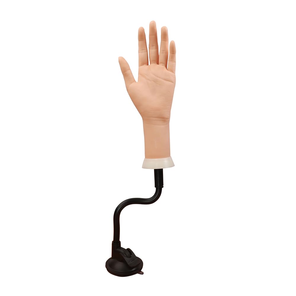 Left Practice Hand for Acrylic Nails with Holder - Flexible Bendable Mannequin Hand for Nail Training, Fake Hand for Manicure Practice | Perfect for Nail Tech Students & Salon Professionals