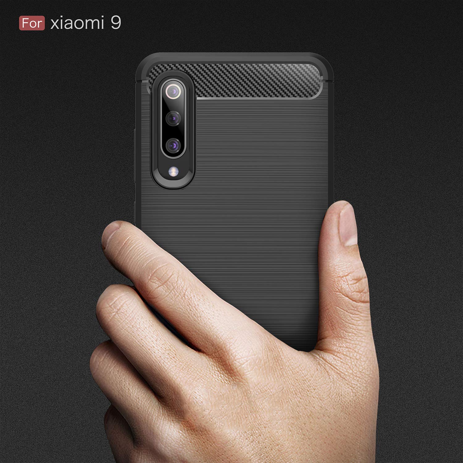 Xiaomi Mi 9 Case - Carbon Fiber Shockproof Slim Protective Cover for Xiaomi Mi 9 Smartphone (Black) | Perfect for Daily Use, Work & Outdoor Activities