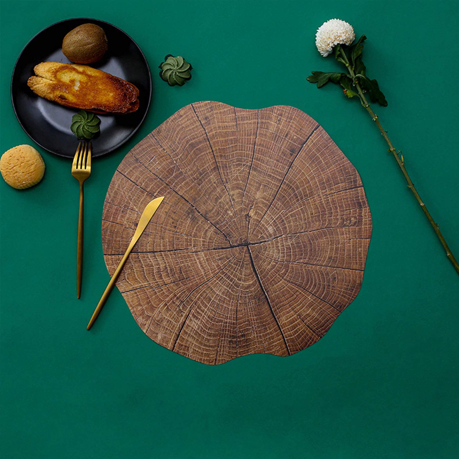 Rustic Wood Texture Heat Resistant Placemats Set of 4 - Waterproof Dining Table Mats for Kitchen & Coffee Table Decor - Perfect for Dinner Parties, Daily Meals, and Home Styling