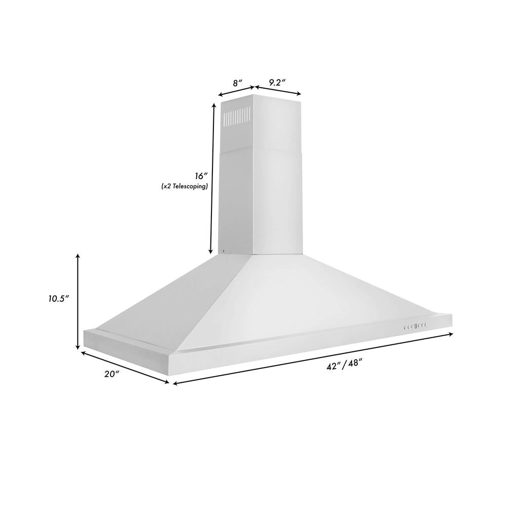 ZLINE 48 Inch Professional Kitchen Package - Stainless Steel Dual Fuel Range, Wall Mount Range Hood, Built-In Microwave Drawer & Tall Tub Dishwasher (4KP RARH48 MWDWV) | Perfect for Modern Home Chefs & Open Concept Kitchens