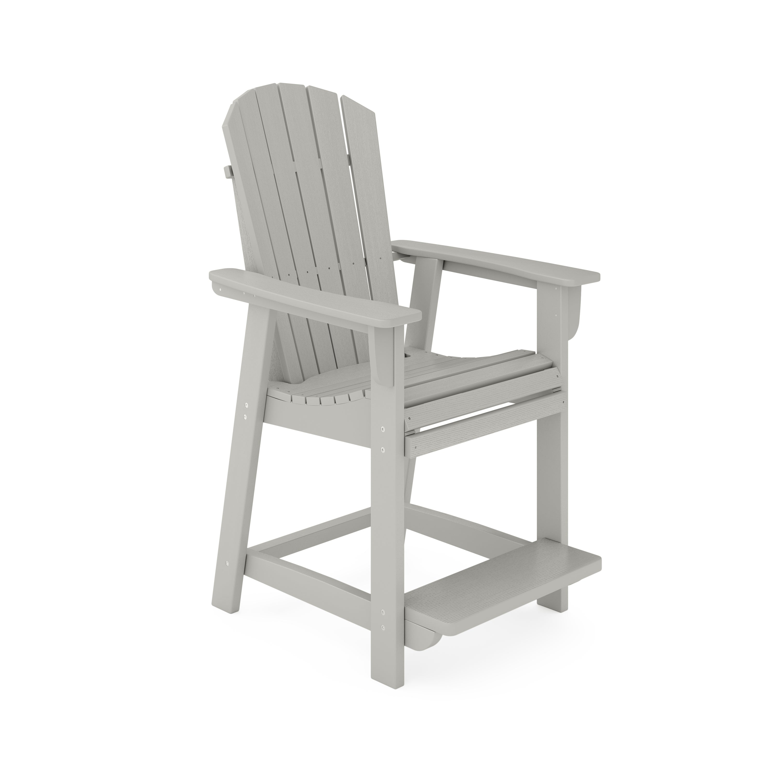 Dark Gray Adirondack Style Counter Height Chair - Durable HDPE Poly Lumber Outdoor Bar Stool for Patio, Deck, Garden & Dining - Weather-Resistant & Comfortable Seating for Backyard, Poolside & Restaurant Use