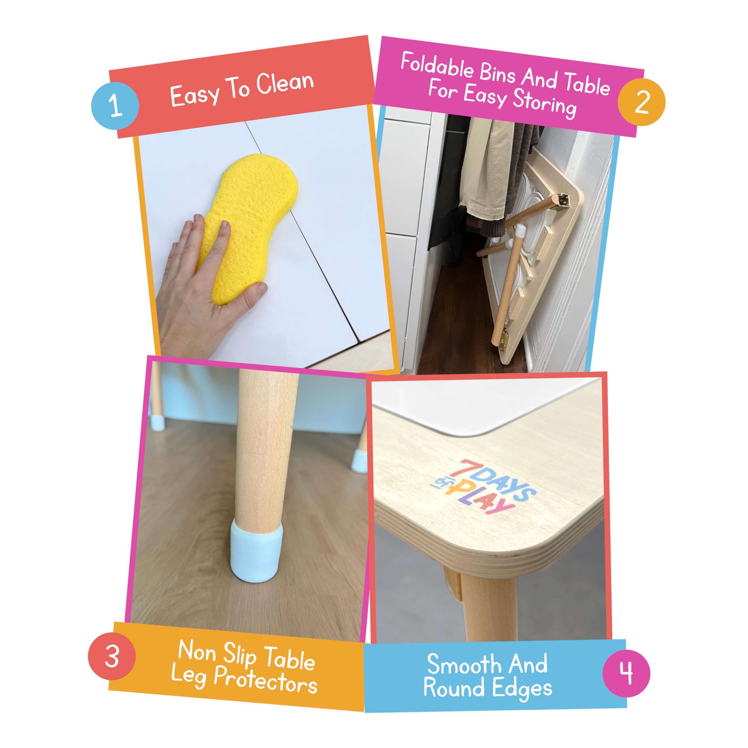Foldable Sensory Play Activity Table with Storage Bins & Lid - Kids Learning & Developmental Toy for Home, Classroom, Daycare & Autism Therapy