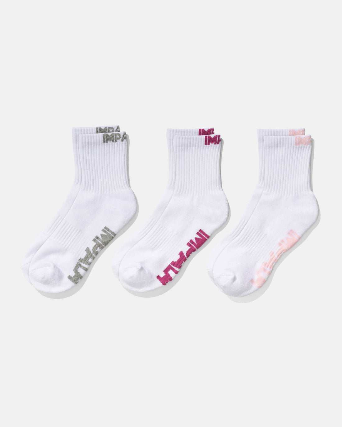 Impala Everyday Socks 3-Pack - Soft Comfortable Cotton Crew Socks for Men & Women - Perfect for Work, Running, and Daily Wear - White