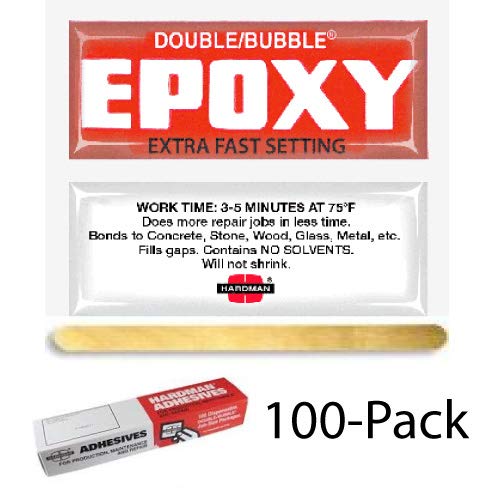 Fast-Setting Double/Bubble Red Epoxy Adhesive - 100 Packs per Box (04001) | Strong Bonding for DIY, Crafts, and Home Repairs