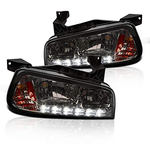 Smoke Lens Chrome Housing Headlights for 06-10 Dodge Charger - 1 Piece - High Performance LED Replacement Headlights for Night Driving & Custom Car Upgrades
