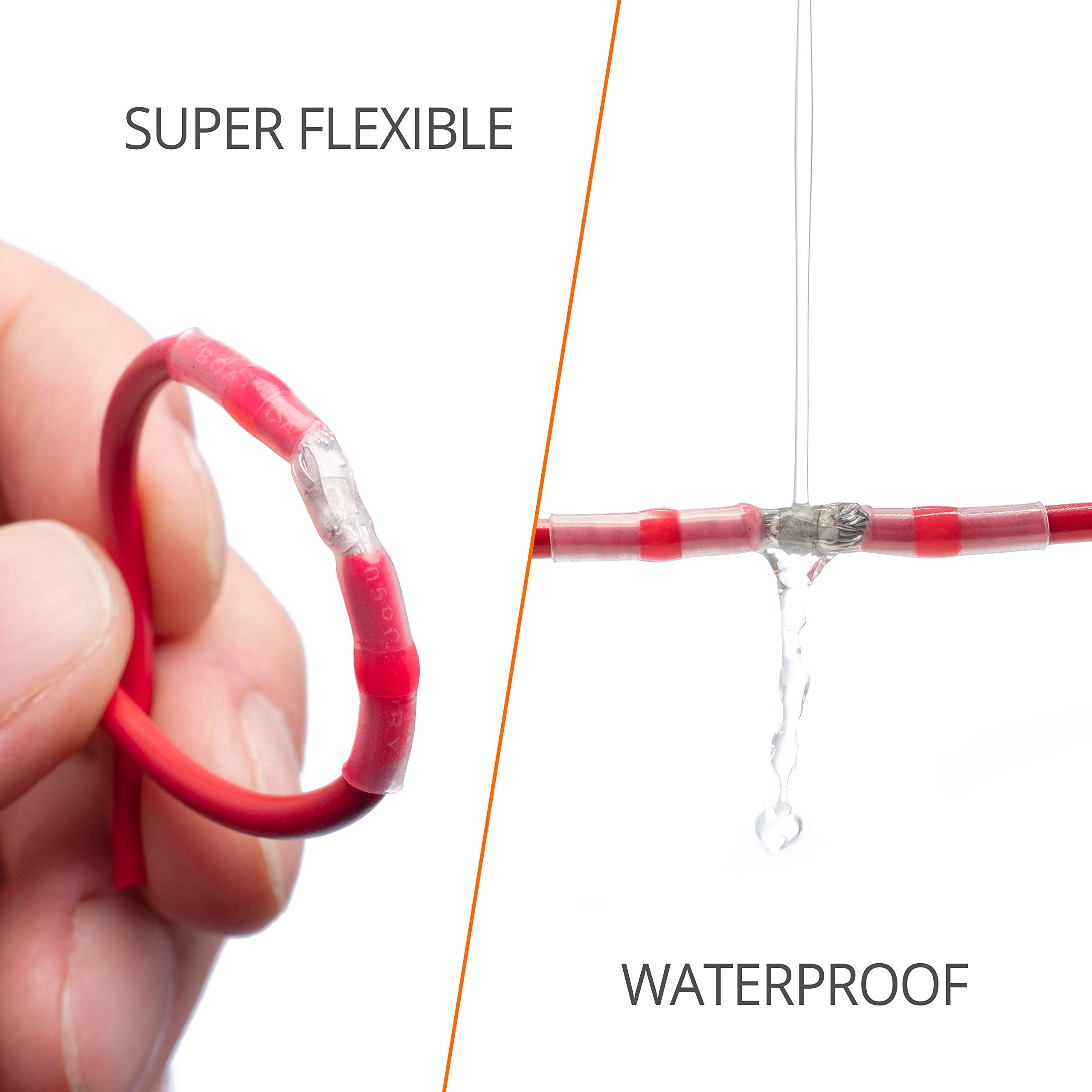 Wirefy 150 PCS Solder Seal Wire Connectors - Heat Shrink Waterproof Butt Connectors for 22-18 AWG Wires - Self-Soldering Electrical Sleeves for Marine, Automotive & Outdoor Wiring Applications