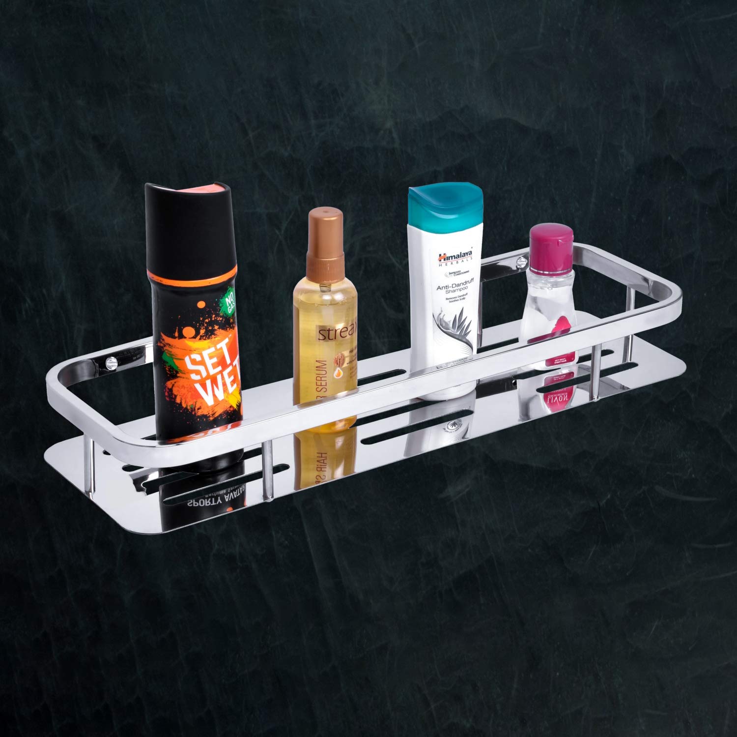 Plantex 304 Stainless Steel Bathroom & Kitchen Shelf Rack - 15x5 Inches Chrome Finish - Rustproof Storage Organizer for Bathroom Accessories, Shower Caddy & Kitchen Supplies