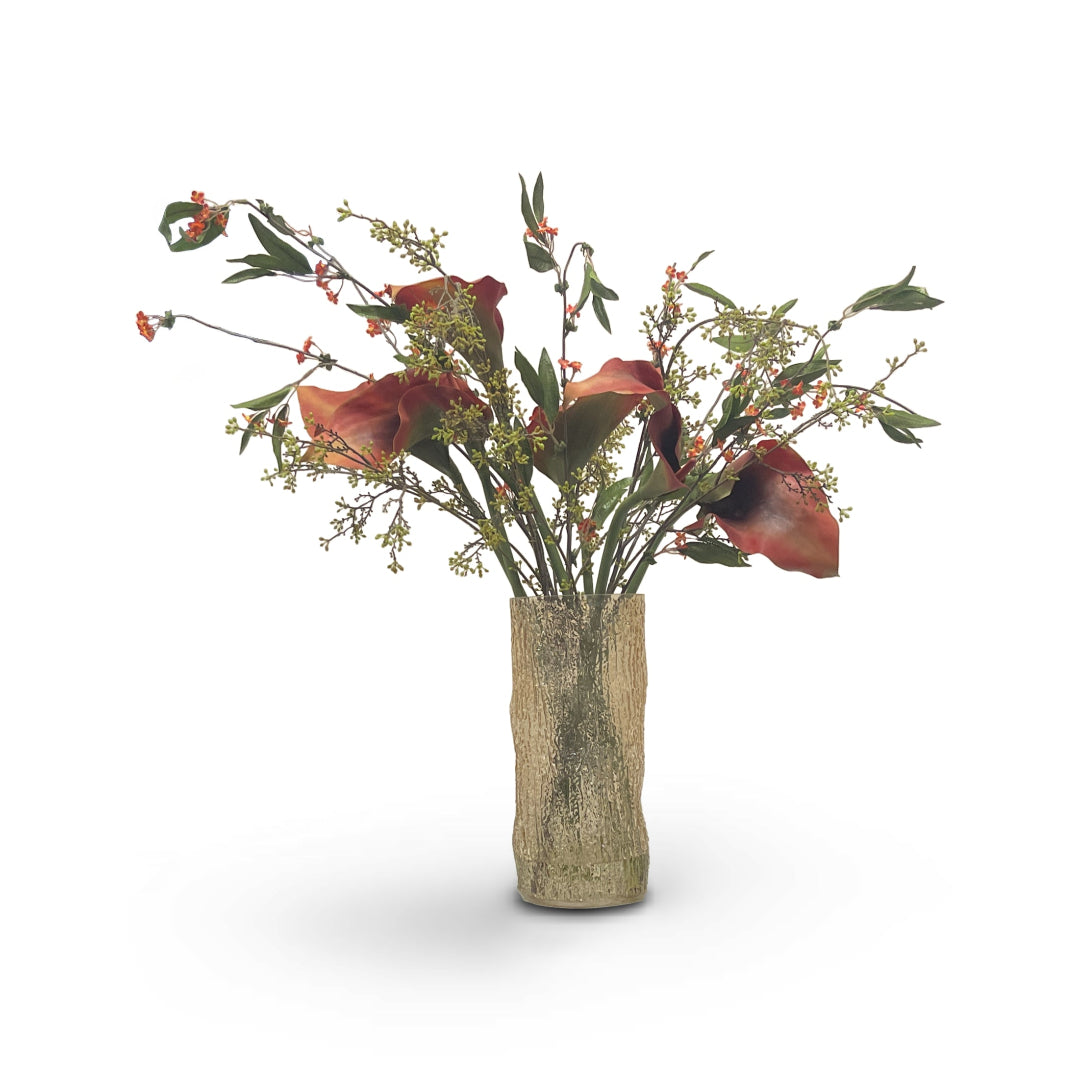 Red Calla Lily in Glass Vase - Elegant Fresh Flower Arrangement for Home Decor, Wedding Centerpieces & Gift Ideas