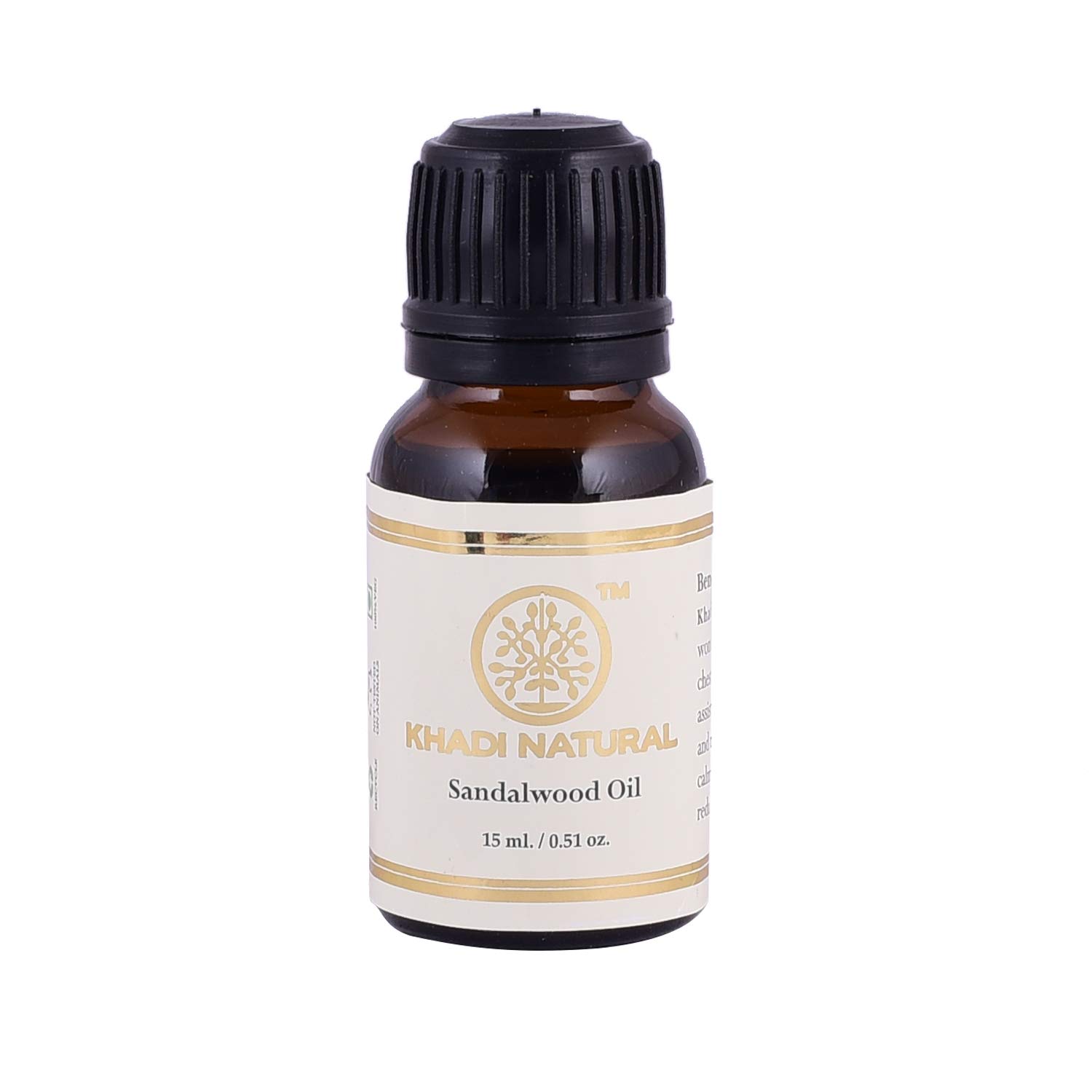 Khadi Natural Sandalwood Essential Oil 15ml - 100% Pure & Organic Aromatherapy Oil for Relaxation, Stress Relief & Skin Care | Ayurvedic Therapeutic Grade | Perfect for Diffusers, Massage & Meditation