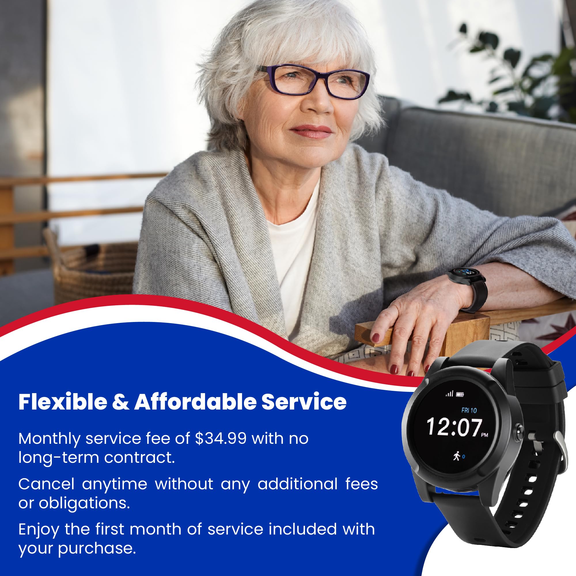 **Senior Safety Alert Watch with GPS Tracking & Emergency Call Button - AT&T Network, Stylish Design for Elderly Care - Perfect for Fall Detection & 24/7 Assistance at Home or Outdoors**
