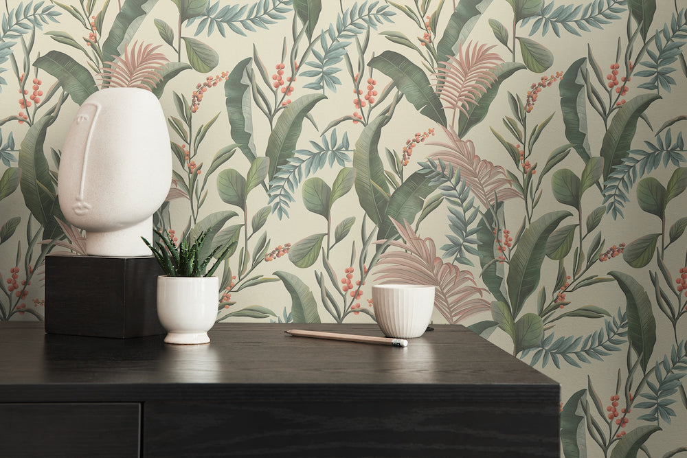 Drawn Into Nature Jungle Wall Art - Stunning Tropical Landscape Canvas Print for Home & Office Decor | Perfect for Living Room, Bedroom, or Office