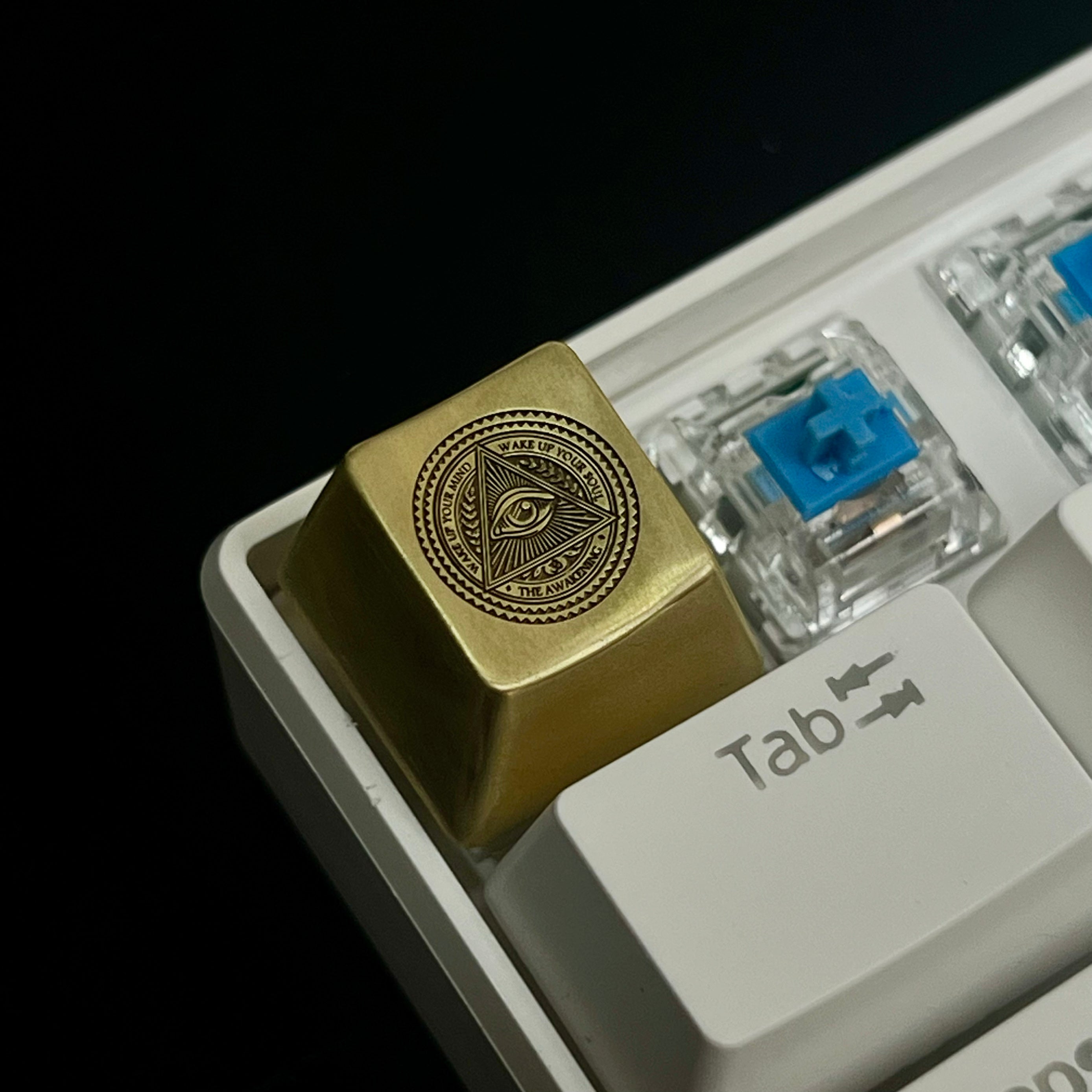 Custom All-Seeing Eye Keycaps - Personalized Brass Decorative Keycaps for Mechanical Keyboards | Gaming & Typing Enhancement