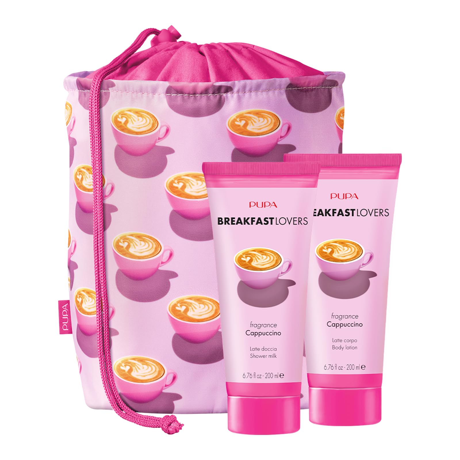 Pupa Milano Breakfast Lovers 3-Piece Gift Set - Hydrating Body Wash & Moisturizing Lotion with Cappuccino Scent - Perfect for Spa Day & Self-Care Gifts