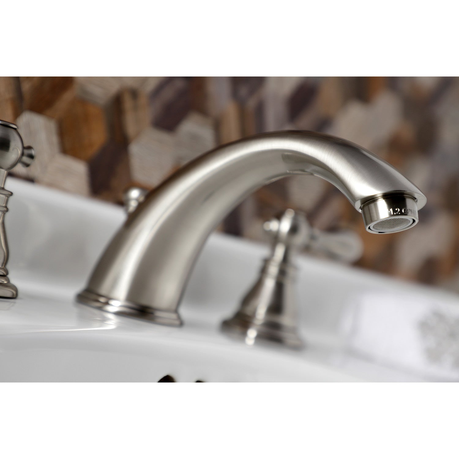 American Classic KB968ACL Brushed Nickel Widespread Bathroom Faucet - 2 Handle 3 Hole Deck Mount with Pop Up Drain - Perfect for Modern Bathroom Renovations and Home Upgrades