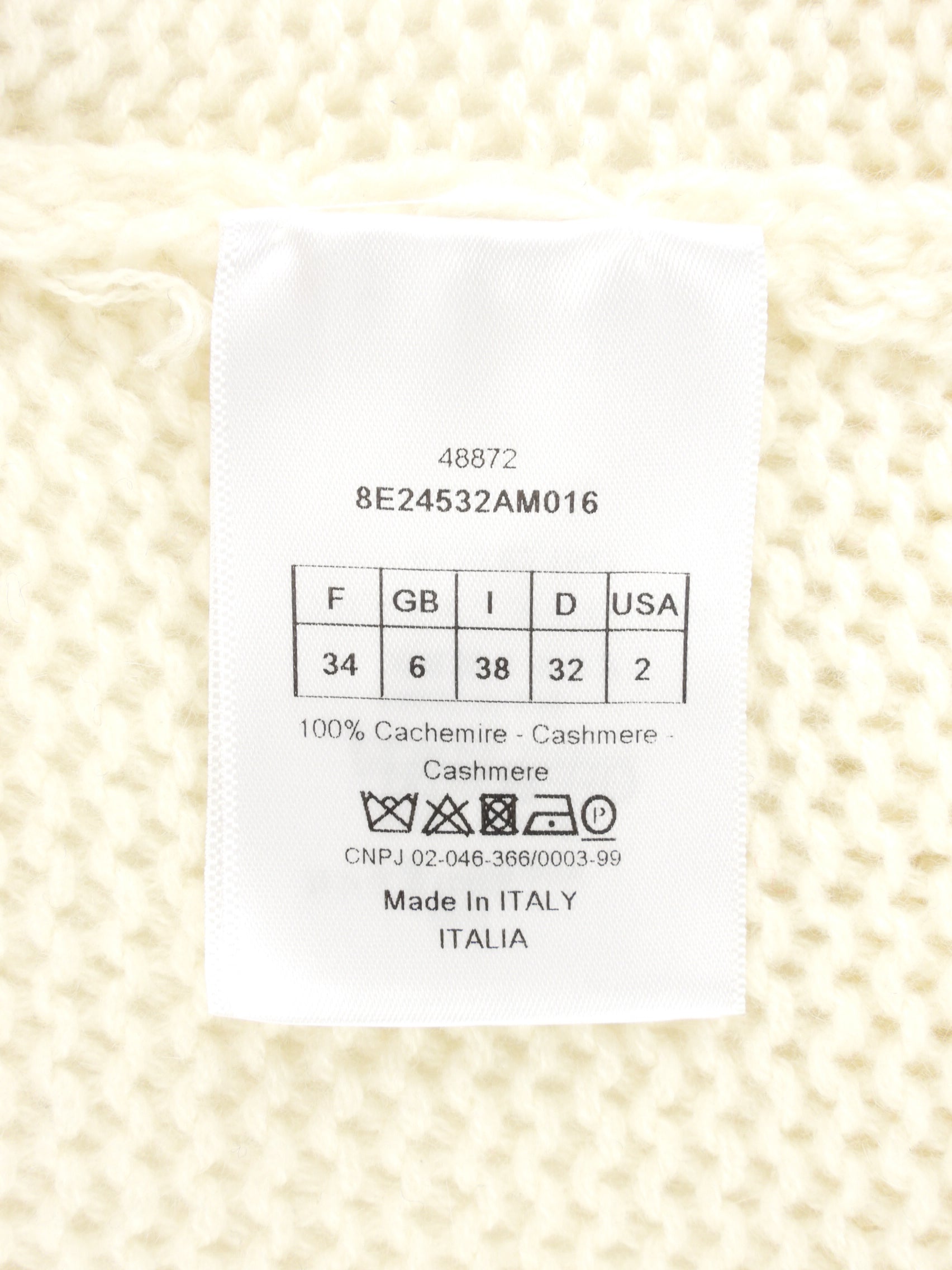 Christian Dior Cream & Black J'adior 8 Graphic Cashmere V-Neck Oversized Sweater - Women's Size 34 FR / 2 USA - Luxury Knitwear for Fall & Winter Fashion, Office & Casual Wear