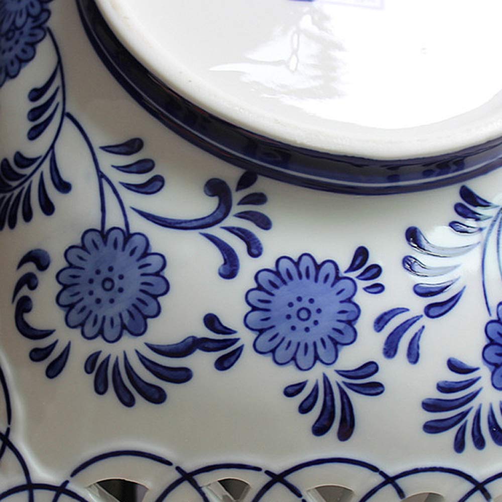 11” Blue and White Porcelain Food Storage Basket - Ship-Shaped Fruit & Candy Basket - Handcrafted Table Decor - Chinese Artwork Gift Set (2 Pieces) for Kitchen, Dining Table, Party Serving, and Home Decor