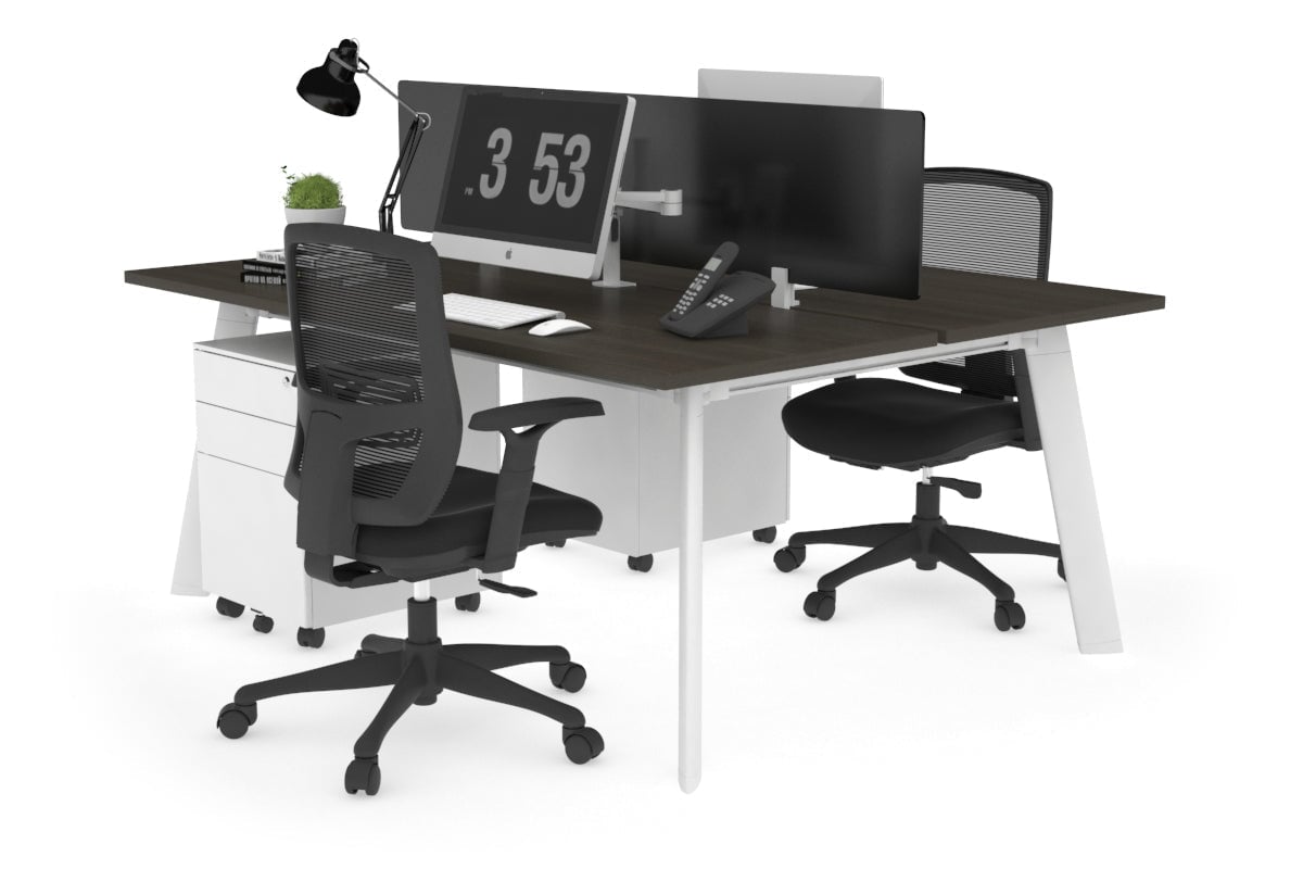 2-Person Workstation with White Frame - 1800L x 700W - Perfect for Office, Home Office, and Collaborative Workspaces