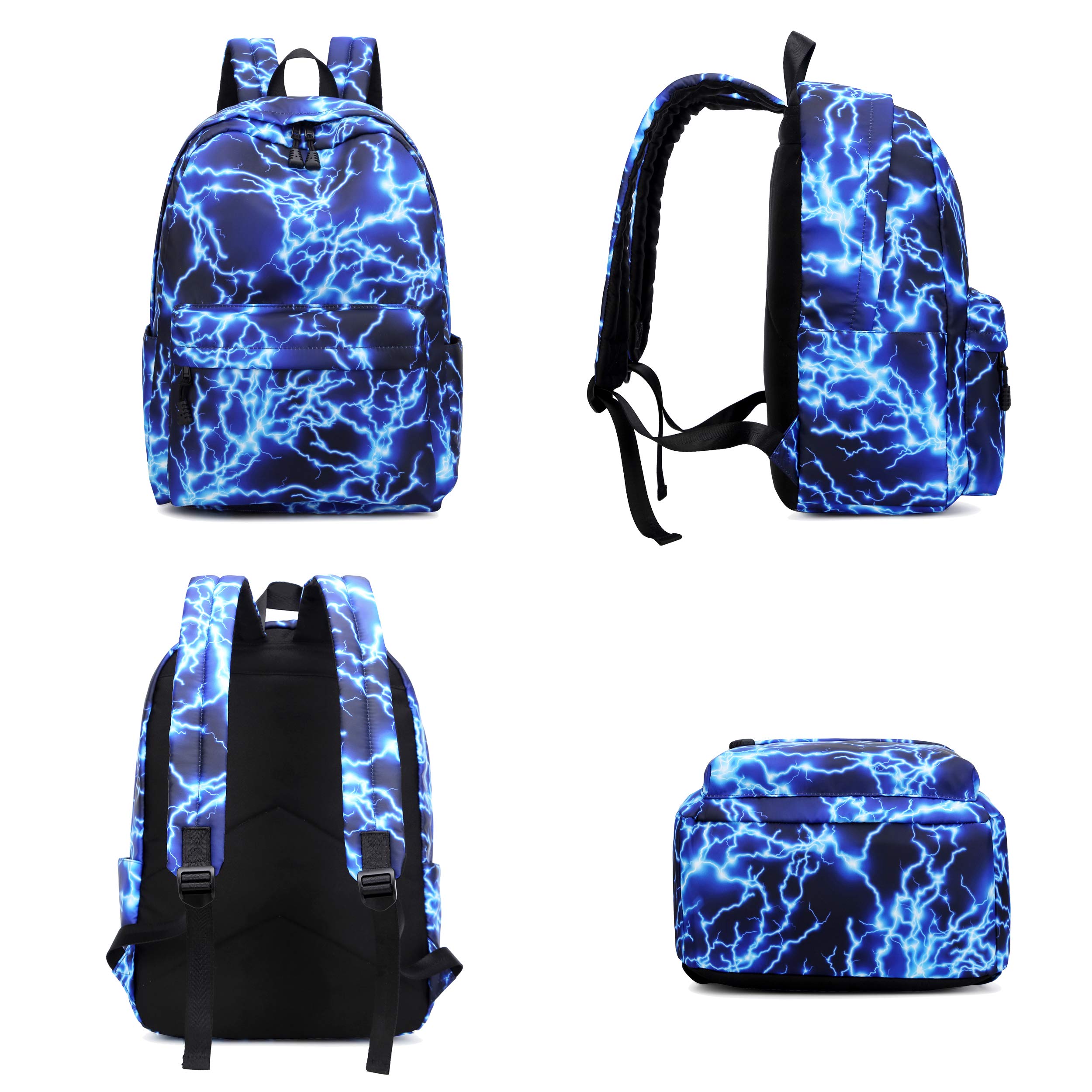 Ecohaso 15.6 Inch Stylish Starry Lightning Backpack - Waterproof Travel Rucksack for Teens, School Bags for Boys & Girls, Durable Outdoor Hiking Camping Backpack (Blue) - Perfect for School, Travel & Weekend Adventures