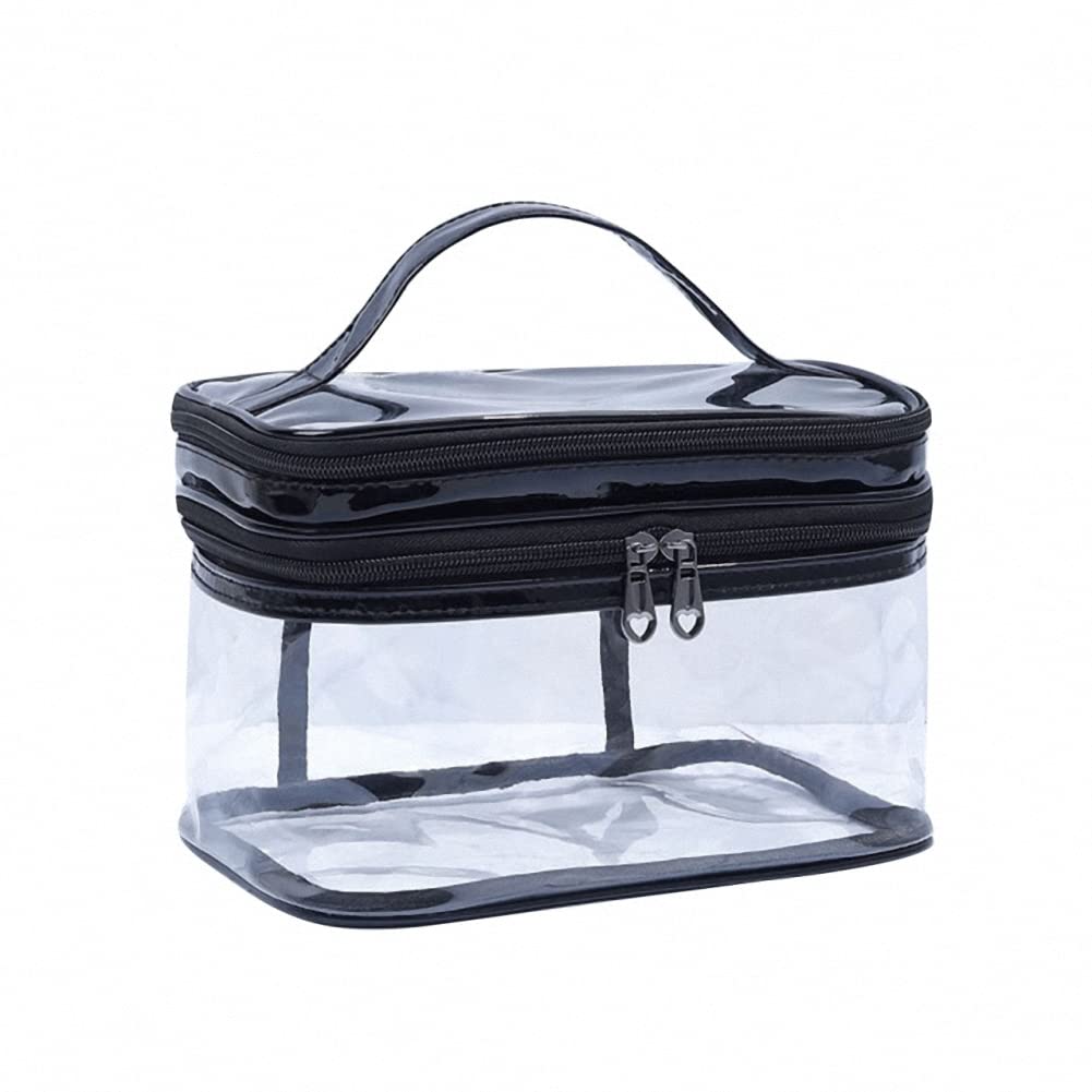 Clear PVC Makeup Bag - Waterproof Double Layer Cosmetic Organizer for Travel & Toiletry