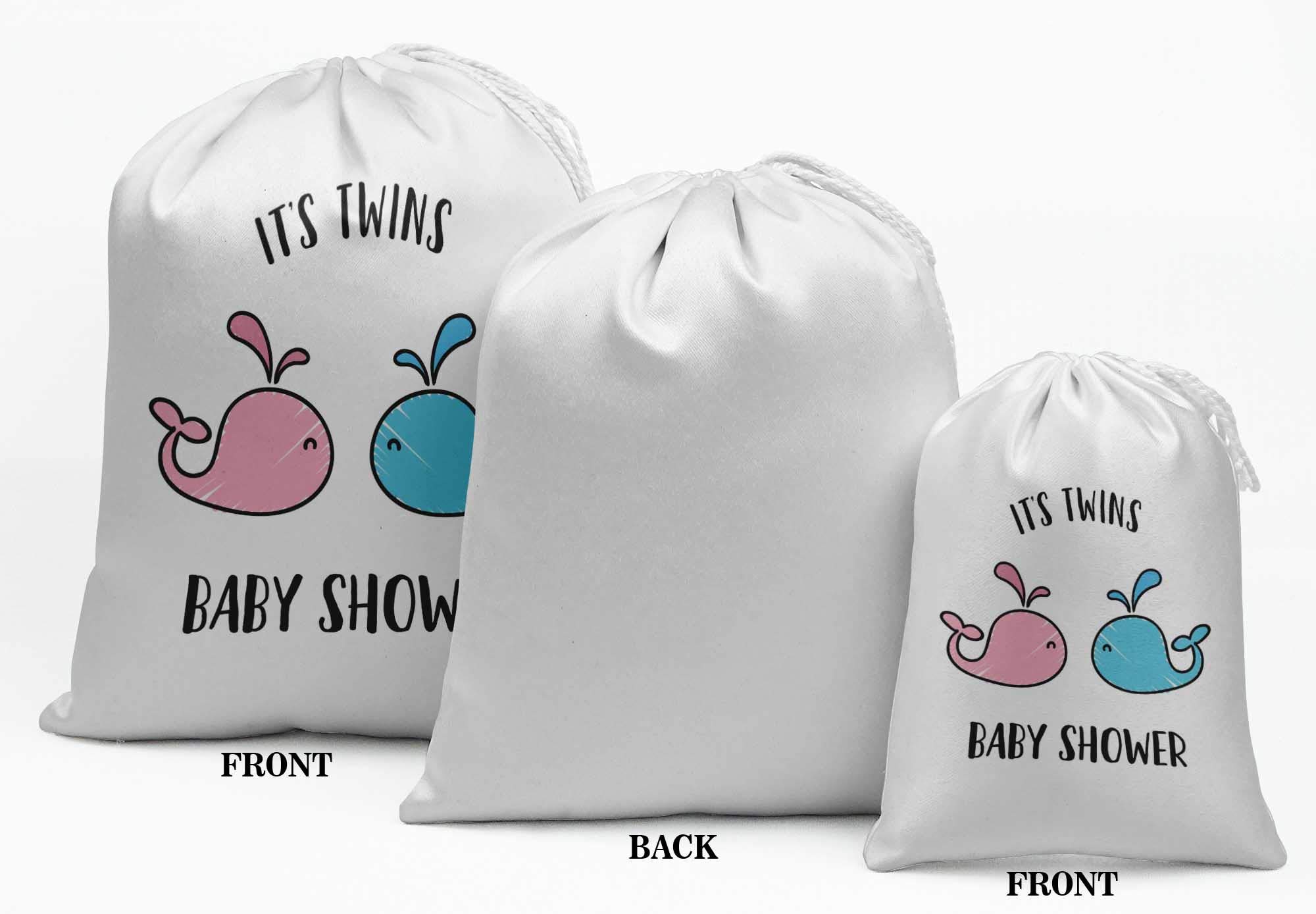 White Twins Baby Shower Party Favor Bags - 15 Pack Gender Neutral Gift Pouches for Twin Baby Shower Decorations & Newborn Celebration Favors - Perfect for Baby Showers, Gender Reveals, and Birthday Parties