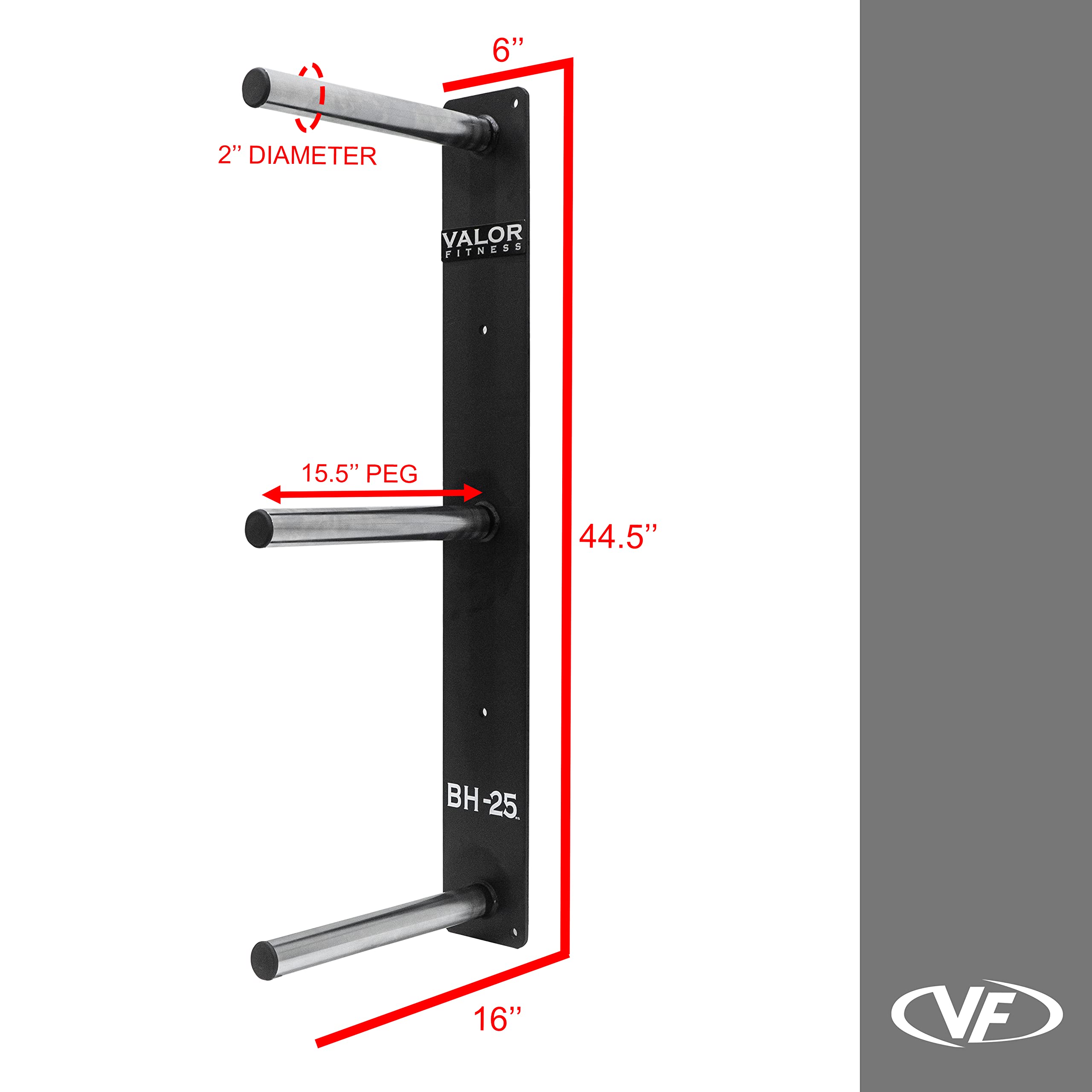 Valor Fitness Wall Mounted Weight Plate Storage Rack - Heavy Duty Bumper & Olympic Plate Holder - Perfect for Home Gym, CrossFit, and Commercial Fitness Centers