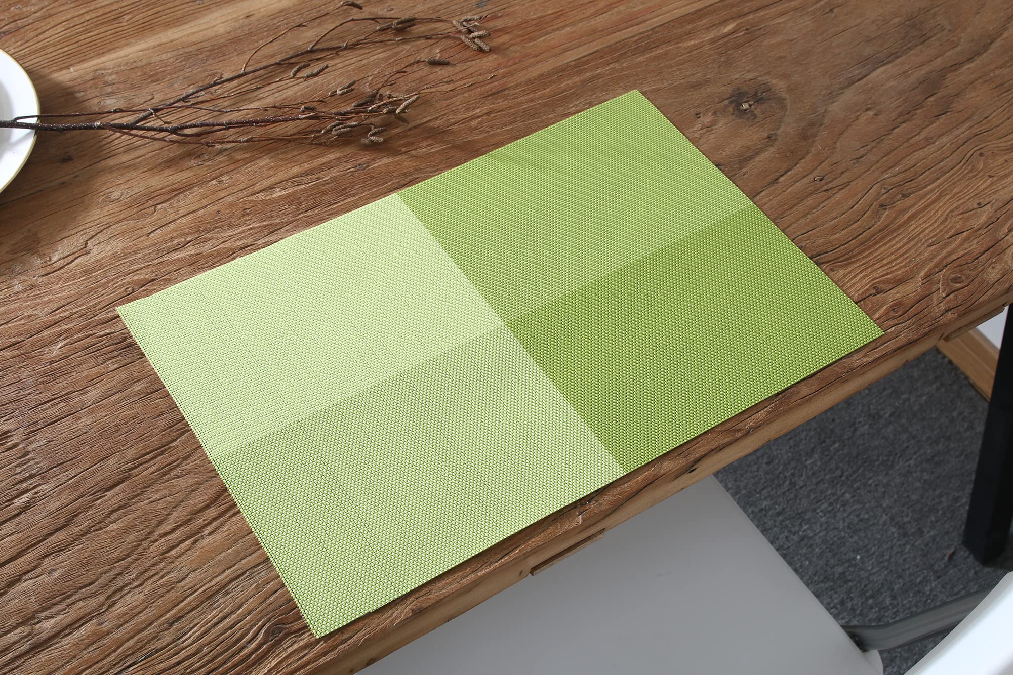 8-Pack Green PVC Fabric Rectangular Placemats 12