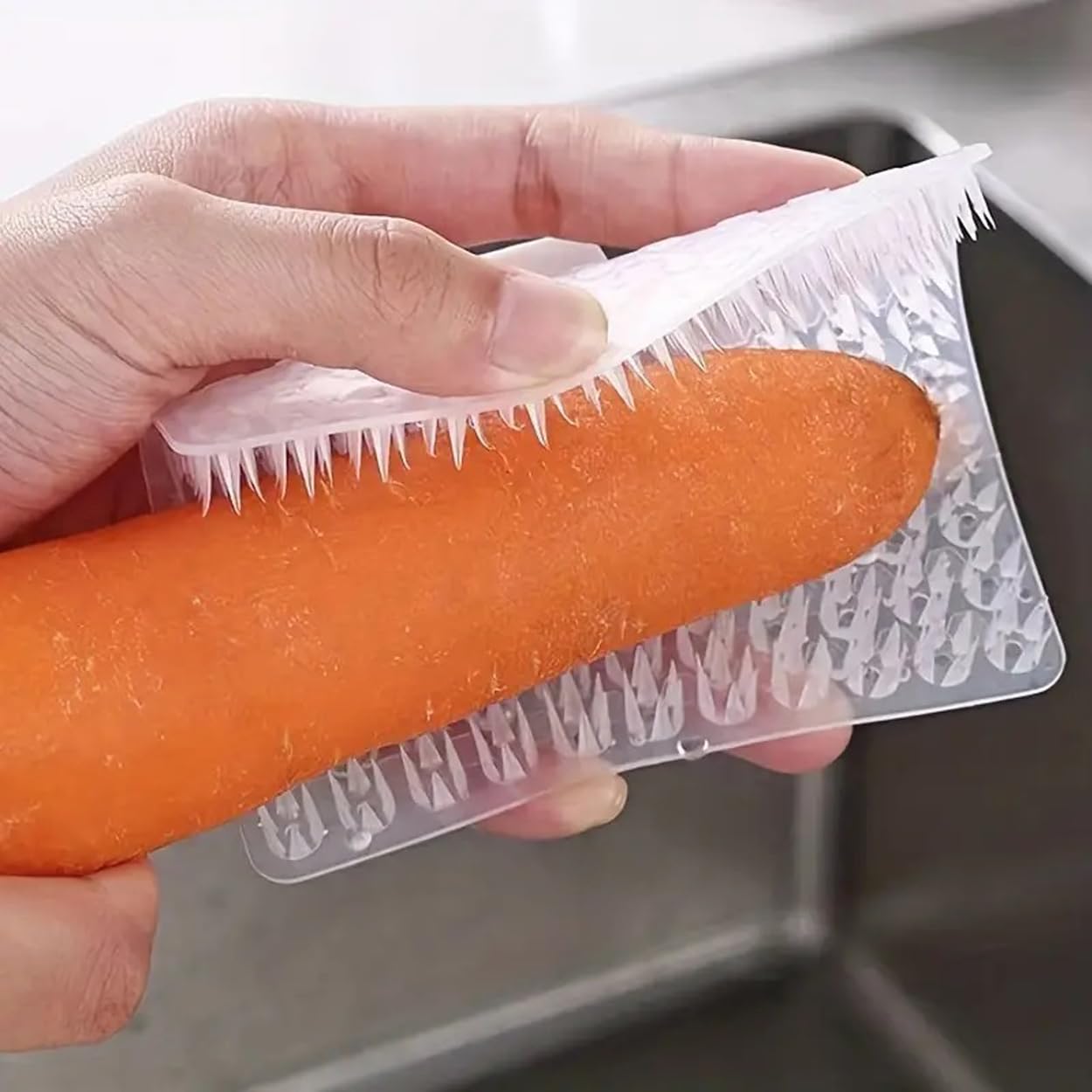 **AURA Fruit and Vegetable Cleaning Brush - Silicone Multi-Functional Kitchen Tool for Potatoes, Carrots, and More - Easy Mud Removal & Gap Washing (2-Pack) - Perfect for Organic Produce, Meal Prep, and Camping**
