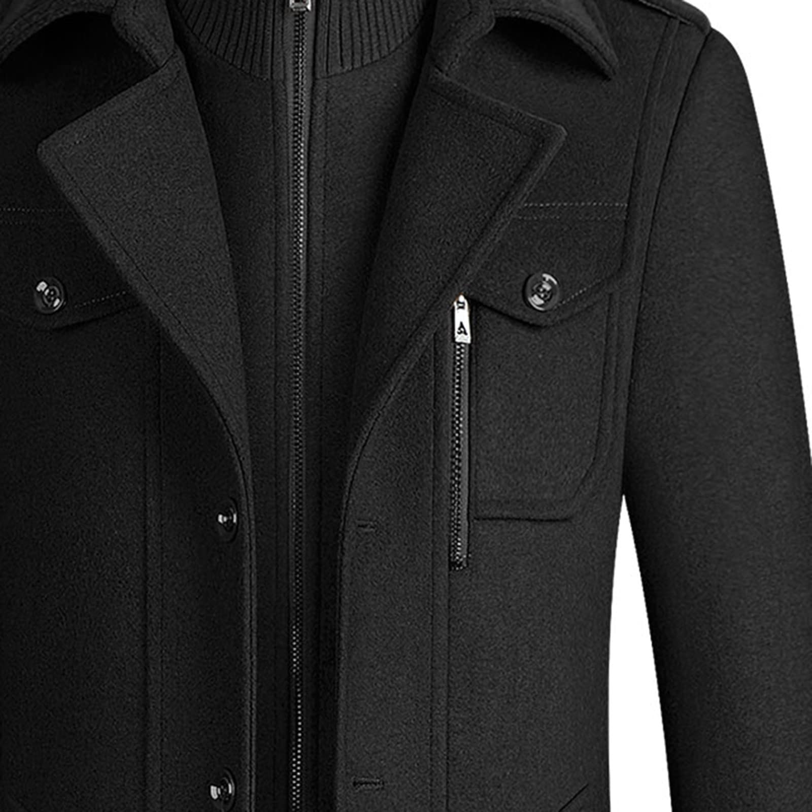 Men's Winter Wool Trench Coat - Mid-Length Thick Double-Layer Military Peacoat | Business Casual Overcoat | Size 10-20 | Warm Duffle Coat for Office, Dating & Outdoor Activities