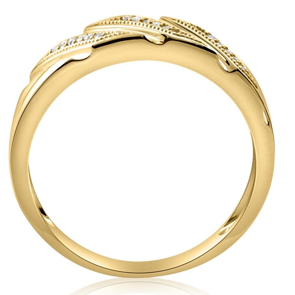 1/5 Carat Men's Diamond Ring - 10K Yellow Gold Wedding Band for Engagement, Anniversary & Special Occasions
