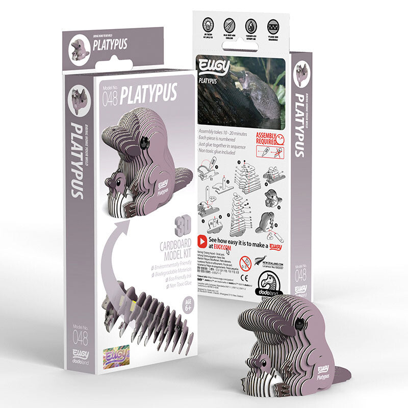 Eugy 3D Platypus Cardboard Model Kit - DIY Animal Puzzle for Kids & Adults | Fun STEM Educational Toy for Home Decor, School Projects & Gift Giving