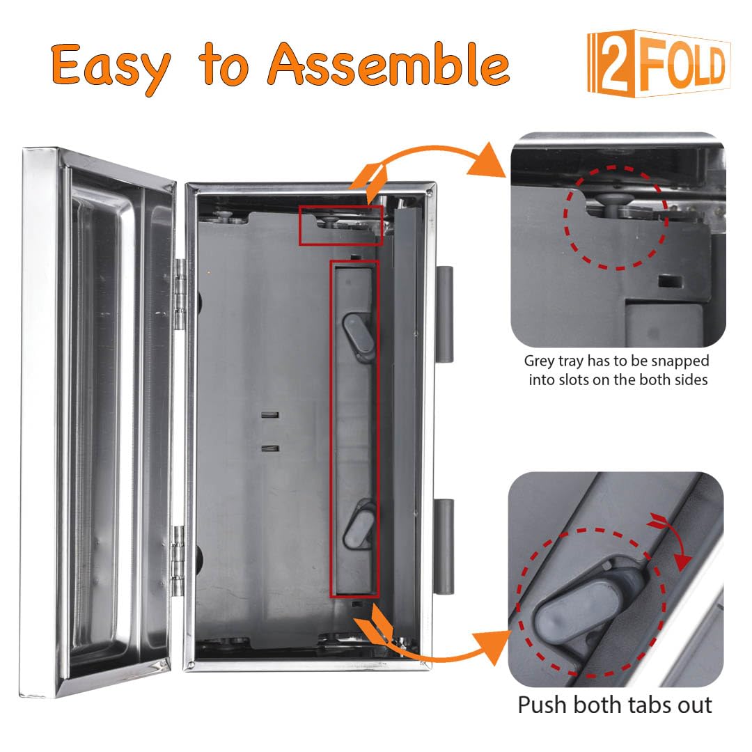 2Fold Stainless Steel Straw Dispenser - Bulk Drinking Straw Organizer for Paper & Plastic Disposable Straws - Includes Custom Label Stickers (Red) | Perfect for Restaurants, Cafes, and Eco-Friendly Home Use