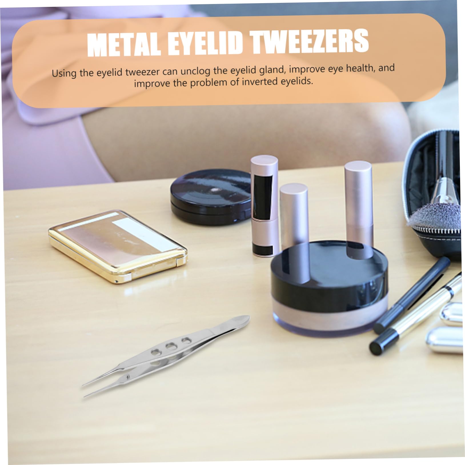IPetboom Meibomian Gland Massage Tweezers - Stainless Steel Ingrown Hair & Bikini Tweezers for Women with Magnifying Mirror - Travel Essential for Eyebrow Shaping, Facial Care & Grooming Kit - Perfect for Home Spa, Travel & Daily Beauty Routine