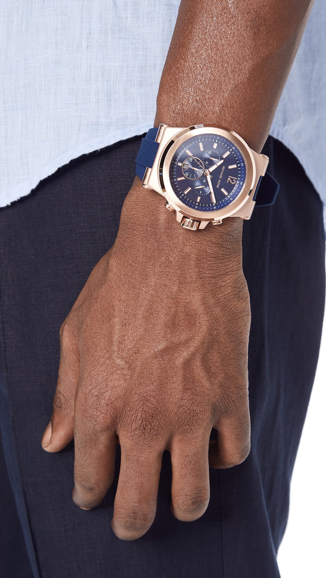 Michael Kors Dylan Men's Stainless Steel Chronograph Watch with Steel/Silicone Band - Luxury Dress & Casual Timepiece for Business, Date Night & Everyday Wear