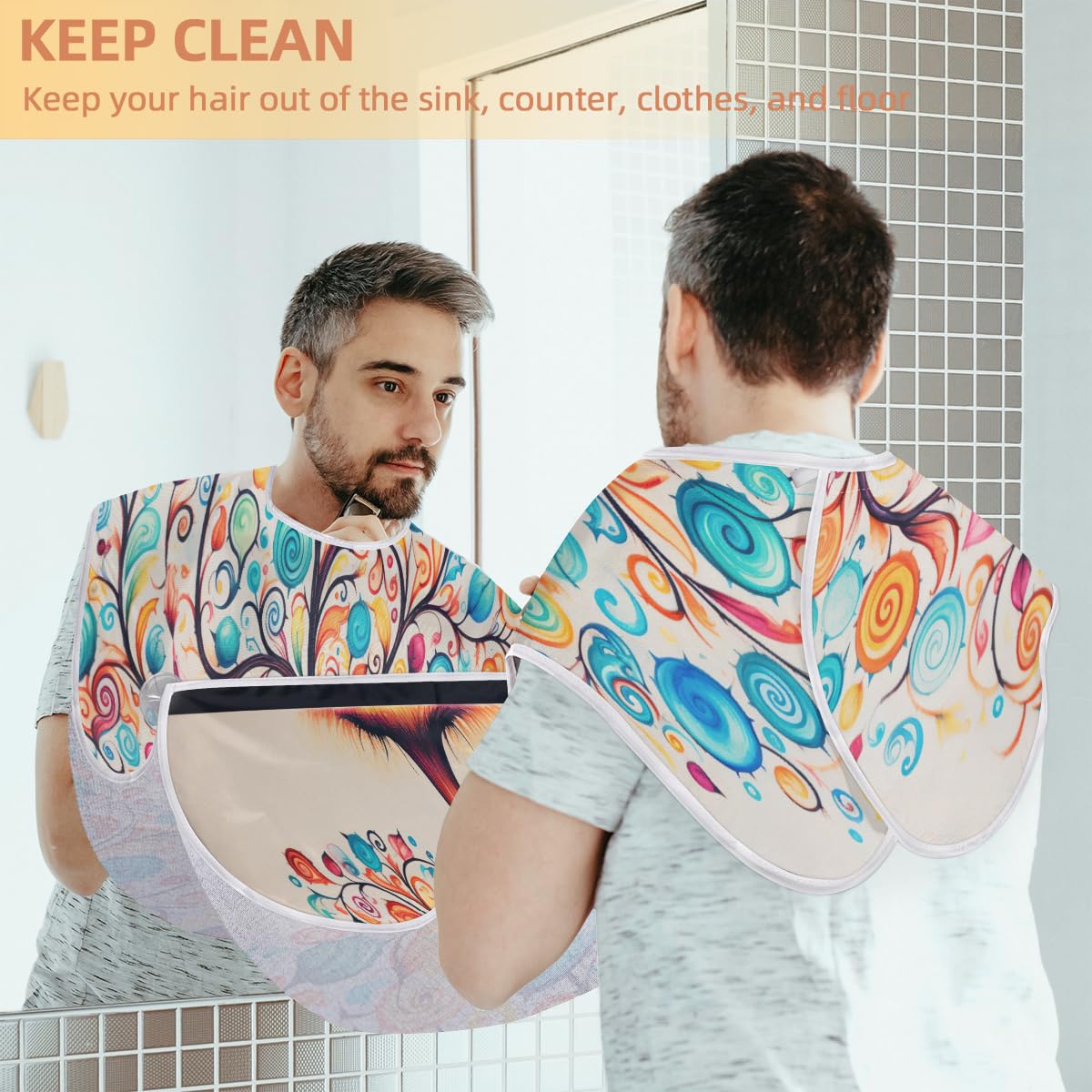 Men's Waterproof Beard Shaving Bib & Hair Dye Apron - Artist Sketching & Barber Accessories for Beard Trimming, Haircut, Makeup Application - Ideal for Salon, Home Grooming & Sink Cleanup