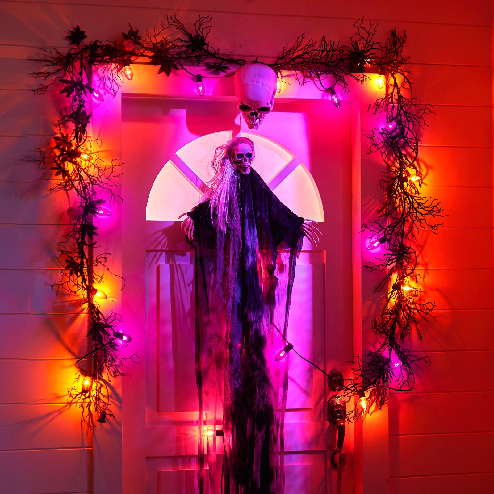 C9 Halloween String Lights - 25ft Orange & Purple Waterproof LED Lights for Outdoor & Indoor Decor - Perfect for Halloween, Christmas, Roofline, Party, and Home Decoration