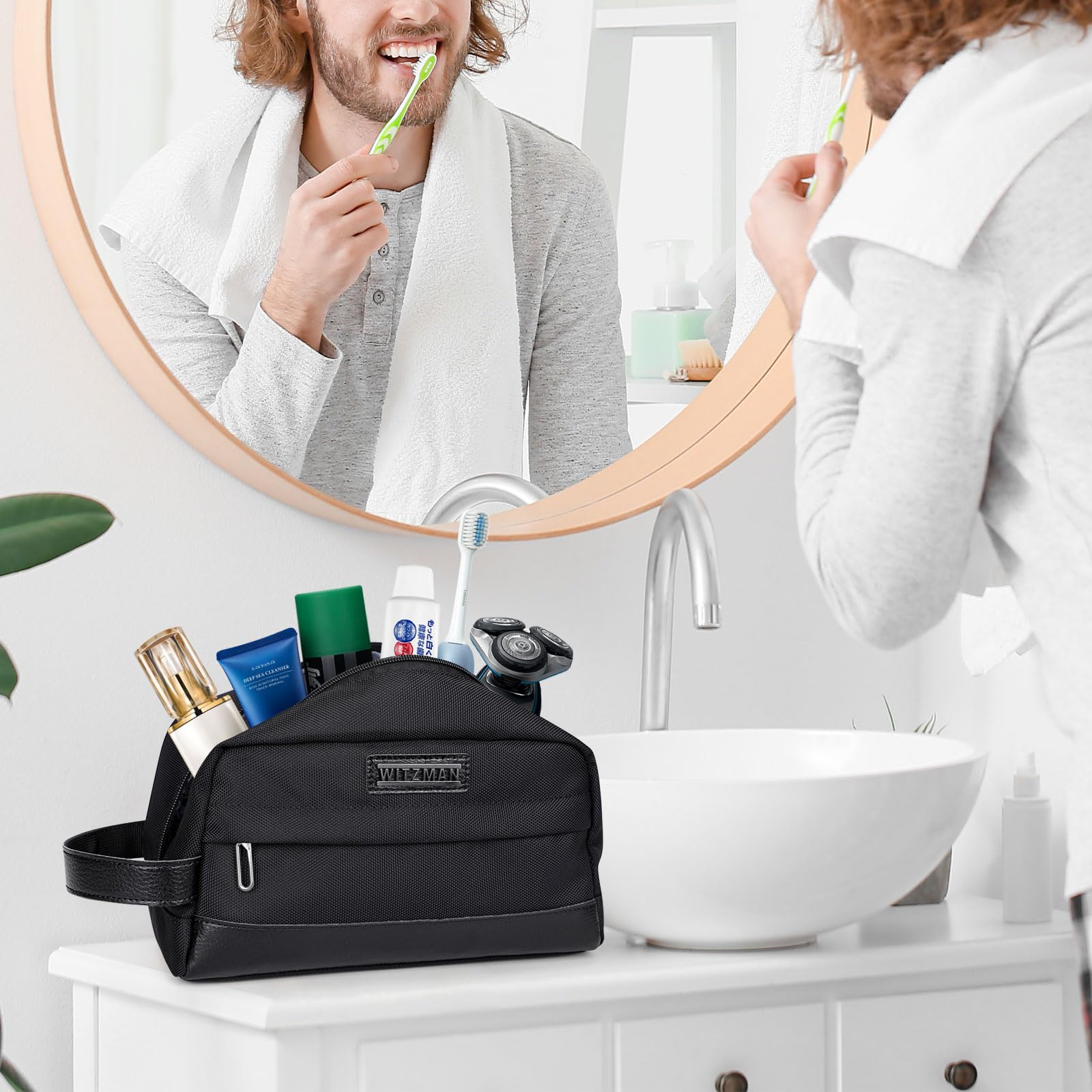 WITZMAN Water-Resistant Hanging Travel Toiletry Bag for Men & Women - Lightweight Shaving Dopp Kit & Cosmetic Organizer (B692 Black) - Perfect for Camping, Gym, Business Trips & Vacation Essentials