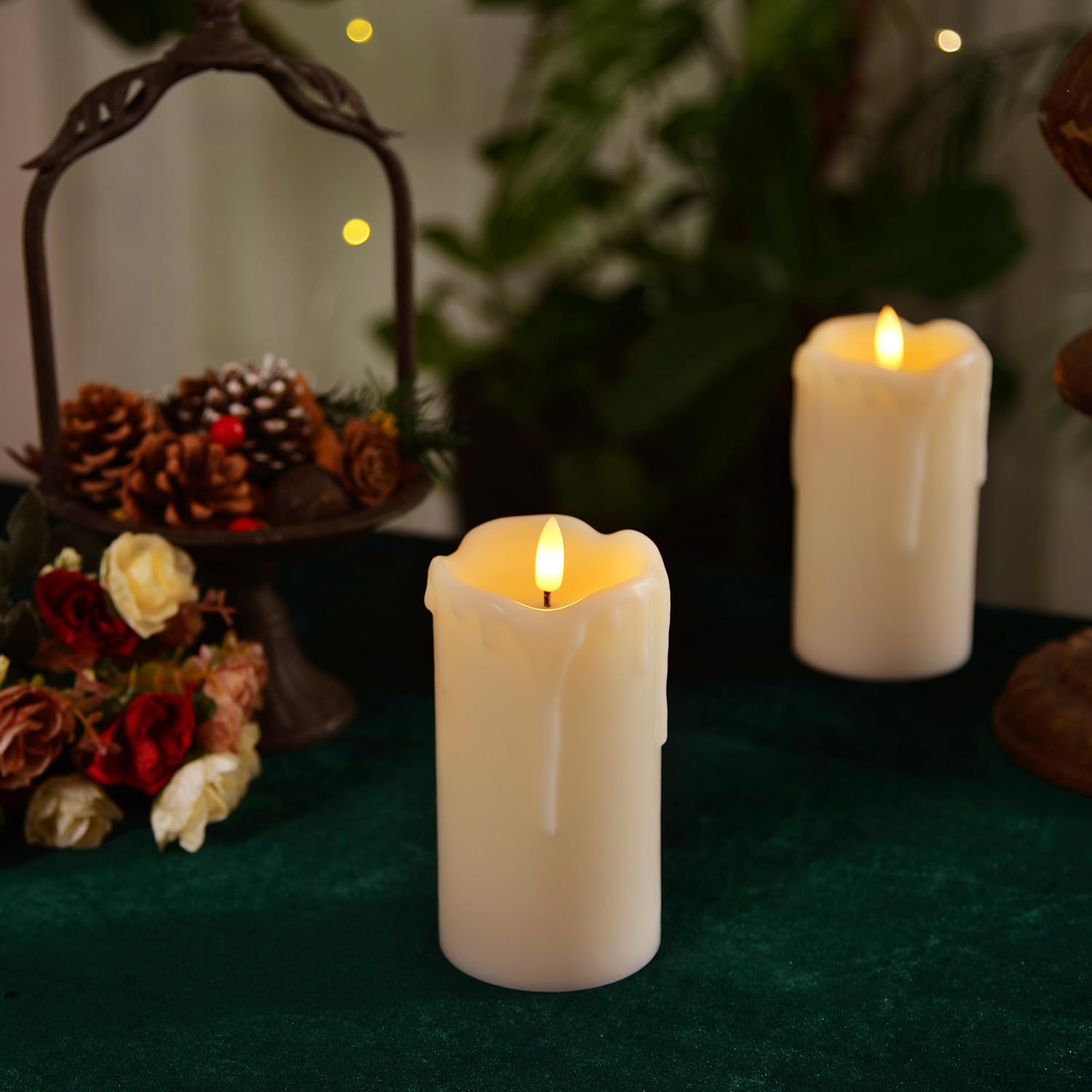 Homemory Flameless LED Candles with Remote & Timer - Battery Operated Dripping Wax Pillar Candles (3